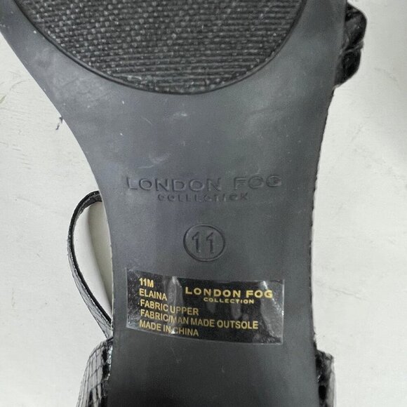 London Fog Elaina Black and Gold Strappy Mid Chunky Heel Size 11 Event Summer - Picture 7 of 7